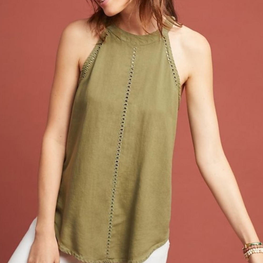 Anthropologie NWT green high neck tank